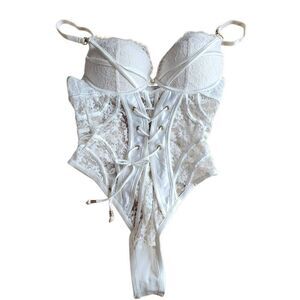 Bras N things Vamps sz 32D white bodysuit lingerie